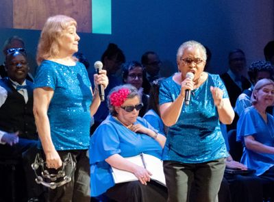 Jam 59 Ensemble, standing from L to R, Maria Rios and Lynnette Tatum Photo