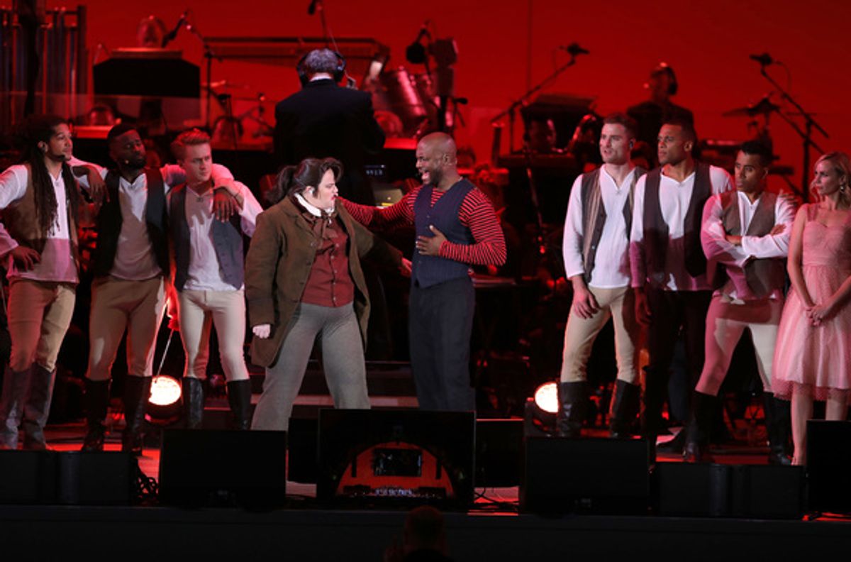 Rebel Wilson as LeFou and Taye Diggs as Gaston at 