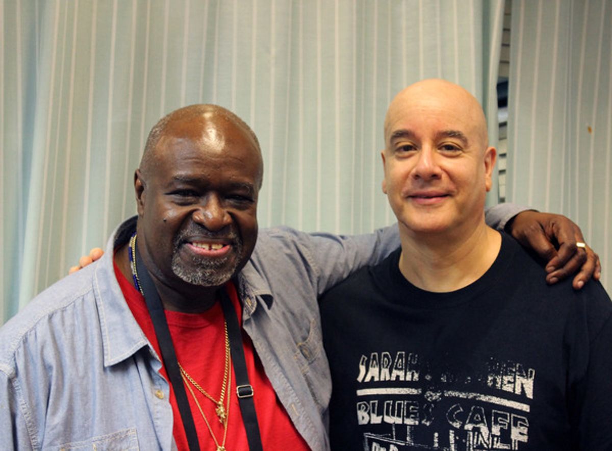 Akin Babatunde (writer/performer) and David Weiss (guitarist) at 