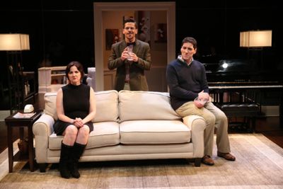 Pamela Sabaugh, Stephen Drabicki & Nicholas Viselli in THE FOURTH WALL. Photo by Caro Photo