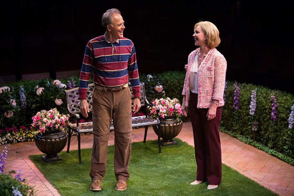 Mark Pinter as Frank Butley and Peri Gilpin as Virginia Butley in Native Gardens, written by Karen ZacarÃ­as, and directed by Edward Torres, running May 26 â€“ June 24, 2018 at The Old Globe. Photo by Jim Cox. at 