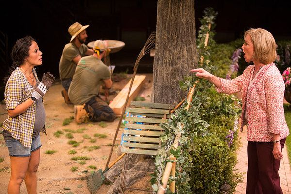 (from left) Kimberli Flores as Tania Del Valle, Alexander Guzman as Gardener, Jose Ba Photo