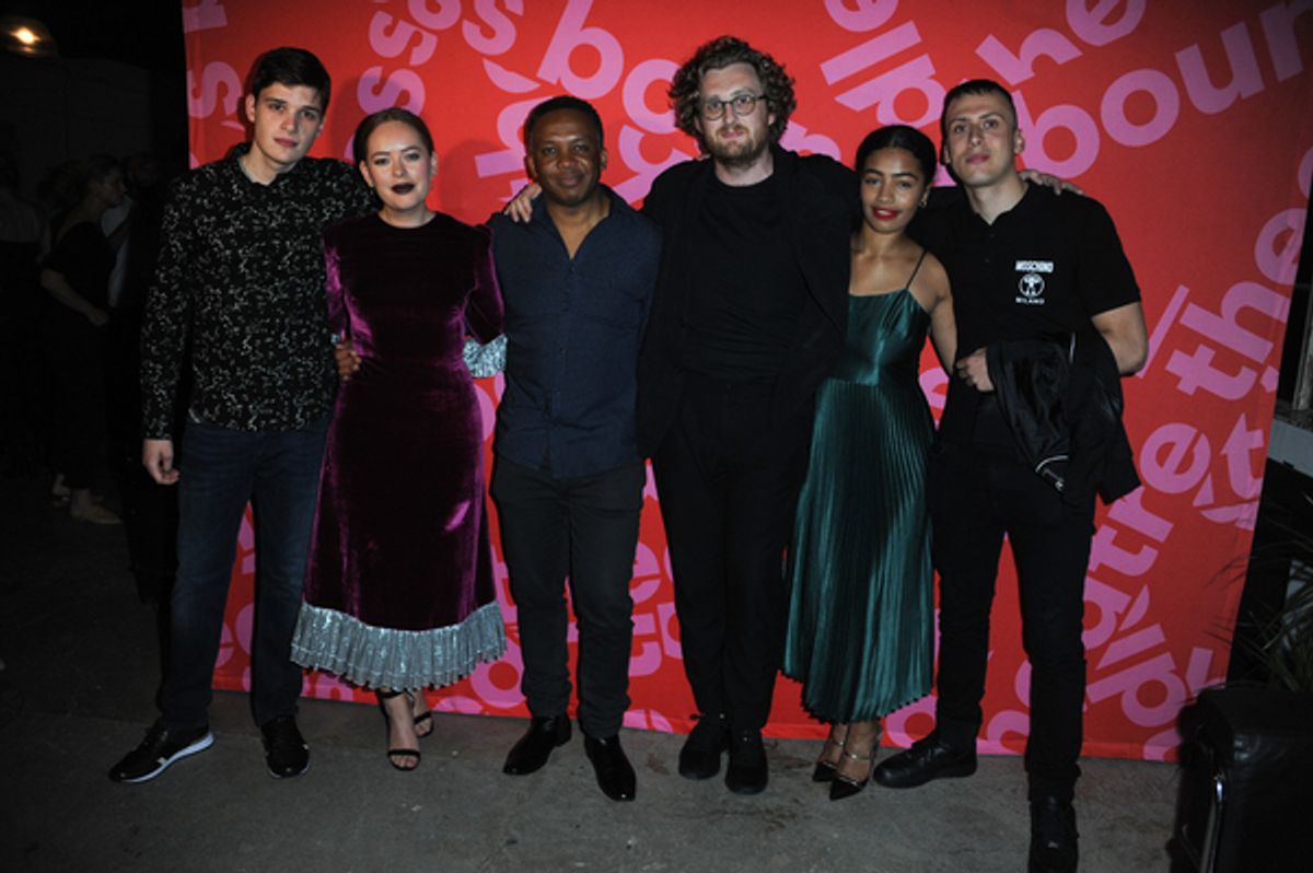 Will Pattle (Dean), Tanya Burr (Ella), Lace Akpojaro (Edwin), Rob Drummer (Director) Anna Crichlow (Ruby) and Rhys Yates (Ben) at 