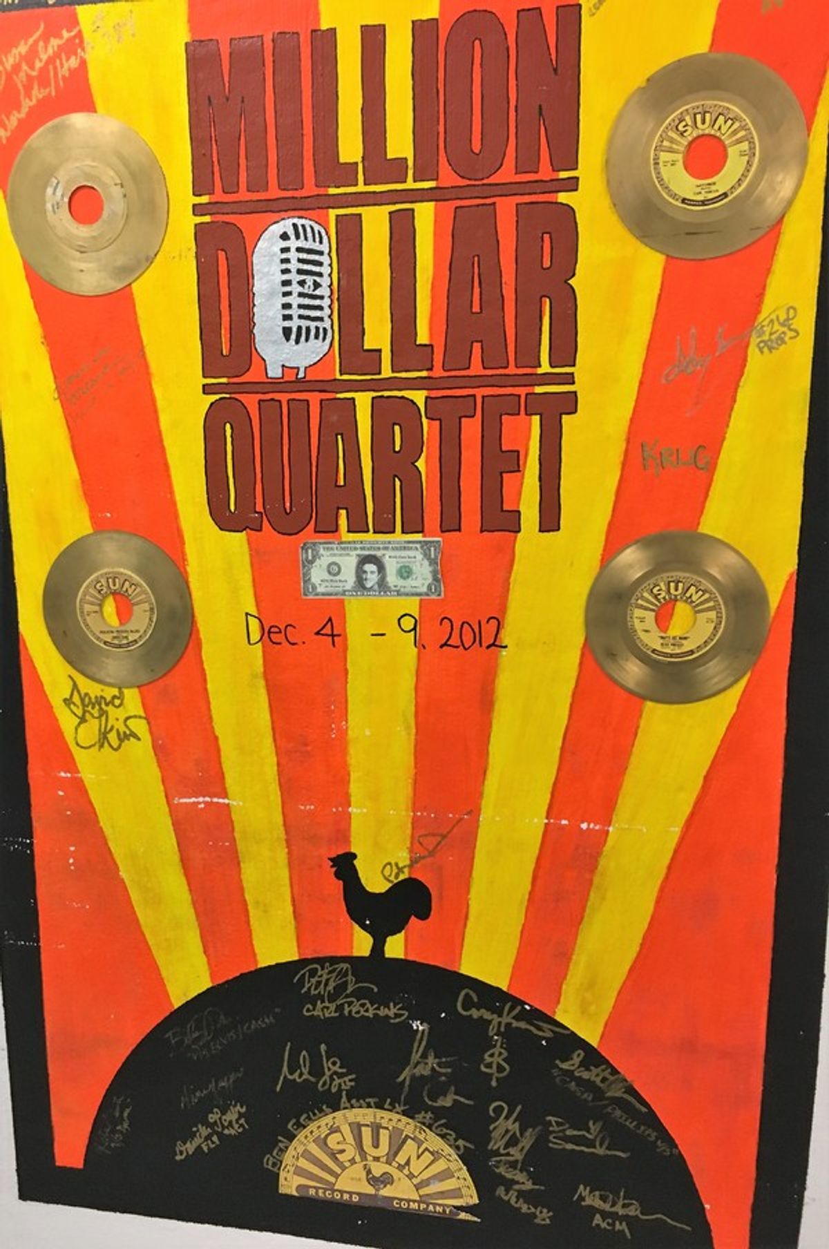 Million Dollar Quartet opened at DPAC on December 4, 2012, the anniversary of the infamous impromptu jam session of Elvis Presley, Jerry Lee Lewis, Carl Perkins, and Johnny Cash at Sun Records Studios in Memphis that inspired the musical. at 