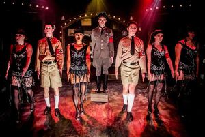 Alex Nee (center) as the Emcee stars with the ensemble star in the Celebration production of "CABARET," directed by Michael Matthews and now playing at Celebration at the Lex Theatre.
@ BroadwayWorld Alex Nee (center) as the Emcee stars with the ensemble star in the Celebration produc Photo