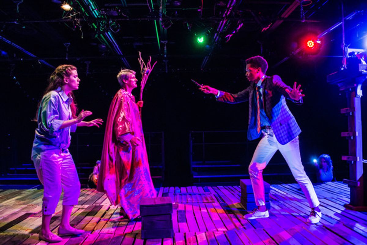 Allyson Boate (Miranda), Christopher Henley (Prospero), and Miles Folley (Ferdinand)  at 