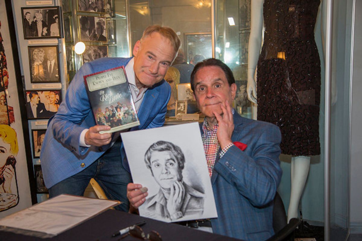 Fellow impressionist and artist, Jim Meskimen, who presented an image he did of Mr Little to Rich Little at 