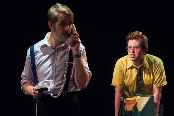 (L-R) Sam Hood Adrain as Michael O'Mara and James Clements as Andrew Morton (c)… Photo
