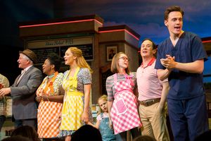 Steve Vinovich, NaTasha Yvette Williams, Katherine McPhee, Katie Grober, Caitlin Houlahan, Christopher Fitzgerald, Erich Bergen @ BroadwayWorld Steve Vinovich, NaTasha Yvette Williams, Katherine McPhee, Katie Grober, Caitlin Houl Photo