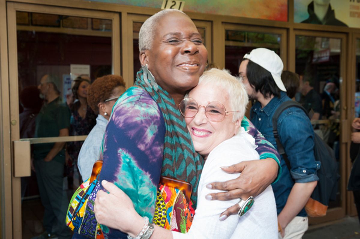 Eve Ensler (in white) with friend at 