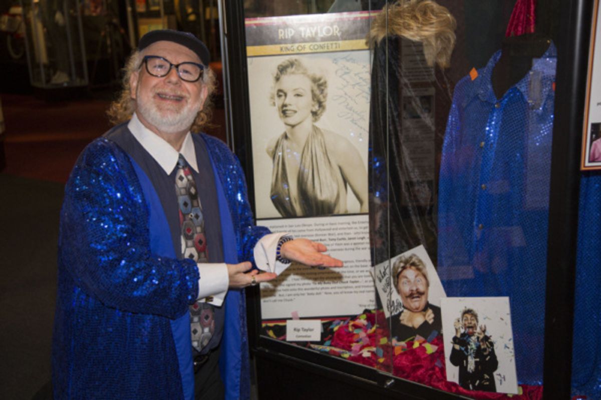 Emmy winner, Grammy nominee and best selling Author, Geoffrey Mark, with friend, Rip Taylor's, exhibit at 