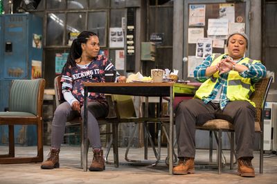 Kelly McCreary and Caroline Stefanie Clay in Skeleton Crew at the Geffen Playhouse. P Photo