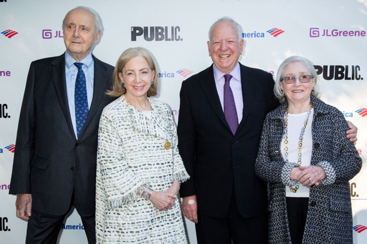 Leonard Tow, Susan Solomon, Peter J. Solomon, and guest at 