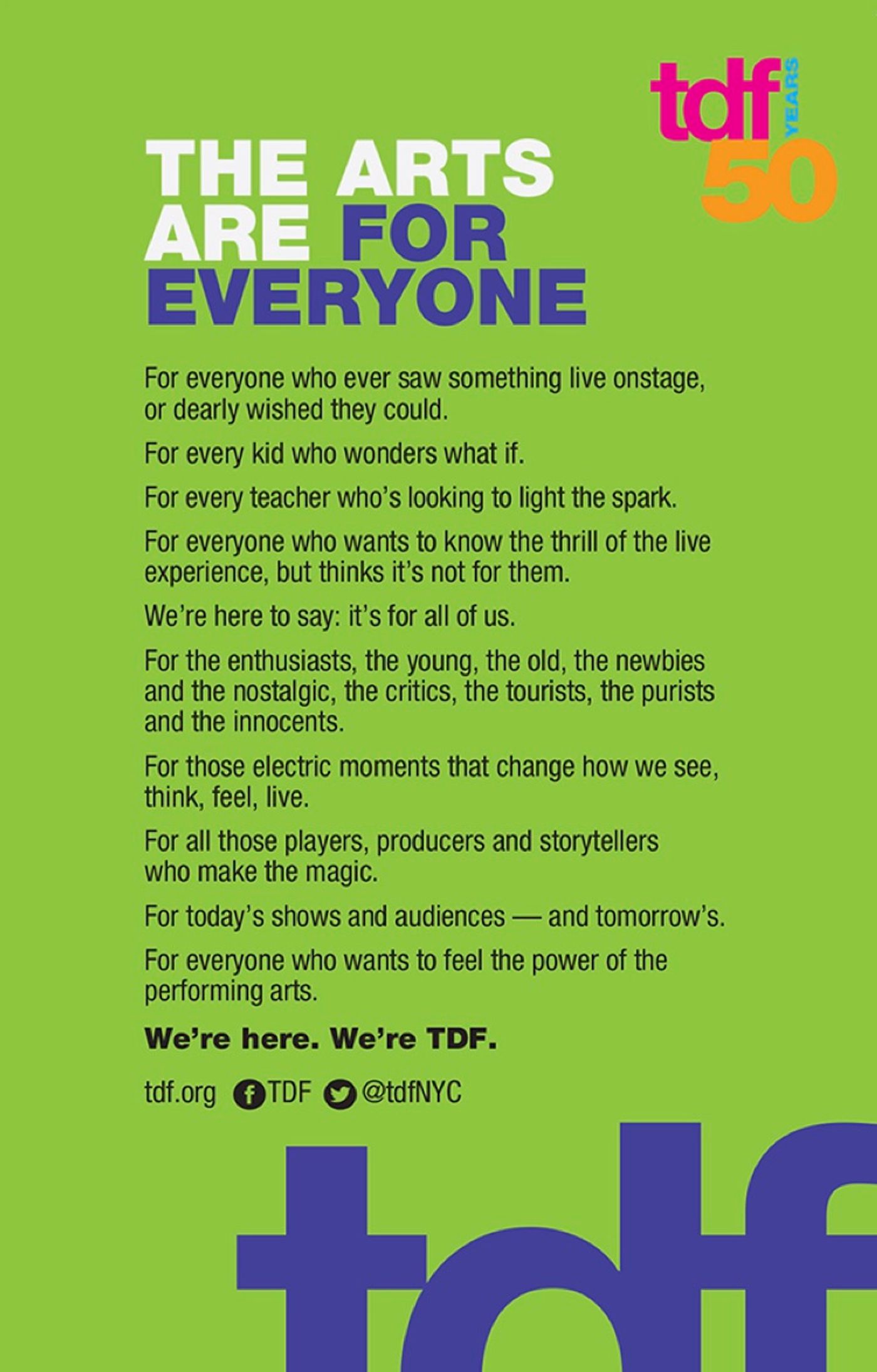 TDF Celebrates 50 Years of Supporting the Arts  Image