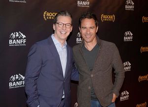 NBCUNIVERSAL EVENTS -- "Banff World Media Festival", Fairmont Banff Springs, Banff, Alberta, Canada; Rockies Awards Gala Ceremony -- Pictured: (l-r) Sean Hayes, recipient of the "Sir Peter Ustinov Comedy Award"; Eric McCormack -- (Photo by: Paul Drinkwat @ BroadwayWorld NBCUNIVERSAL EVENTS -- "Banff World Media Festival", Fairmont Banff Springs, Banff, Photo