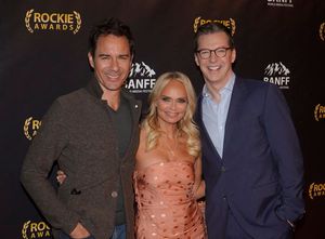 NBCUNIVERSAL EVENTS -- "Banff World Media Festival", Fairmont Banff Springs, Banff, Alberta, Canada; Rockies Awards Gala Ceremony -- Pictured: (l-r) Eric McCormack, Host, Kristin Chenoweth; Sean Hayes, recipient of the "Sir Peter Ustinov Comedy Award" -- @ BroadwayWorld NBCUNIVERSAL EVENTS -- "Banff World Media Festival", Fairmont Banff Springs, Banff, Photo
