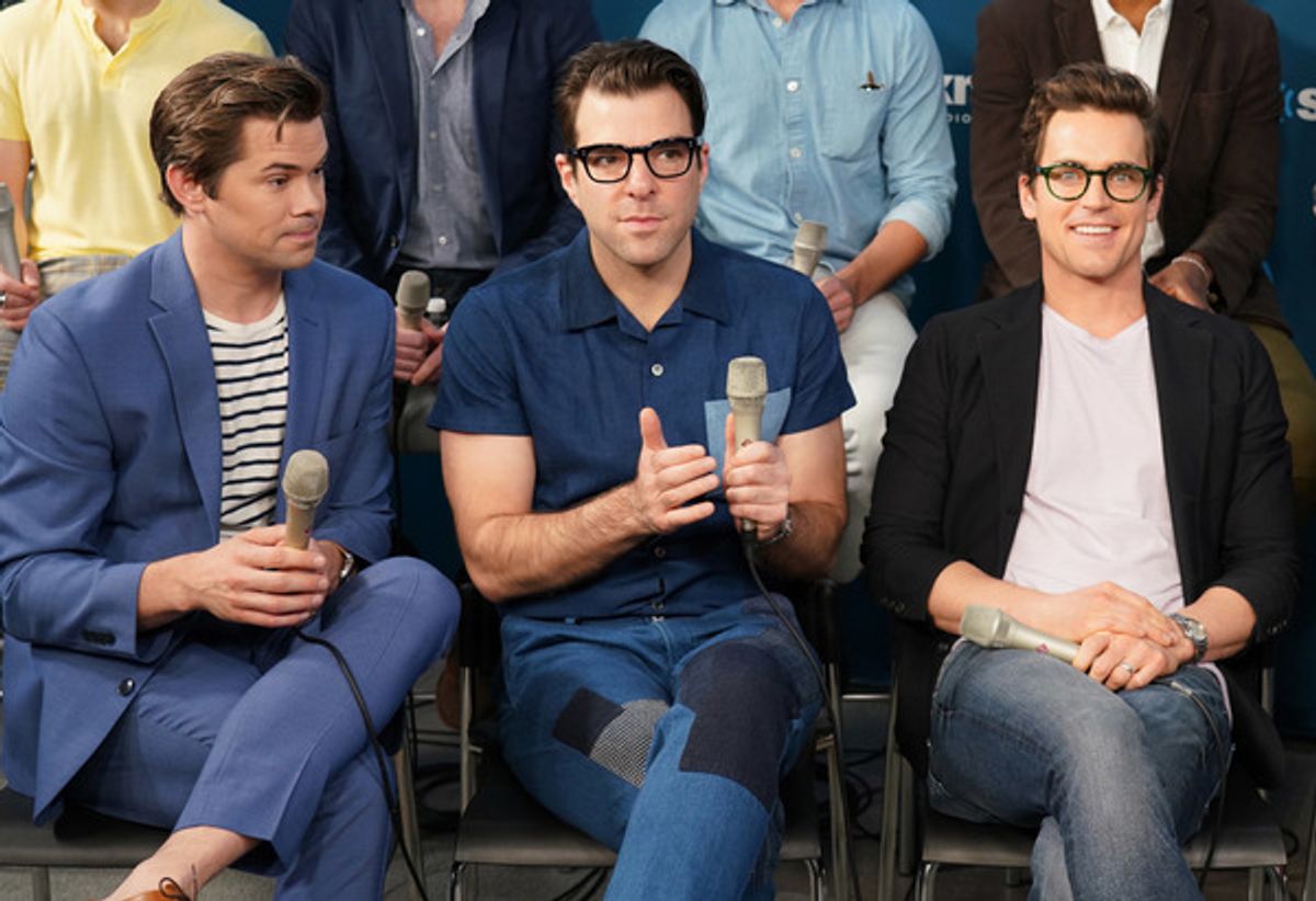 Actors (L-R) Â Andrew Rannells, Zachary Quinto andÂ Matt Bomer at 