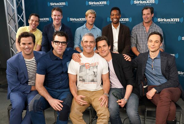 Actors (front row L-R) Â Andrew Rannells, Zachary Quinto,Â Matt Bomer, Jim Parson Photo