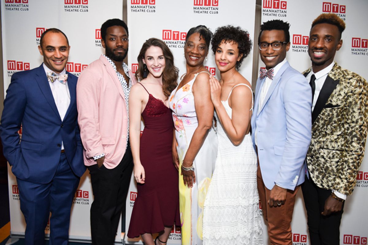 Director Saheem Ali, Chinaza Uche,  Fern Cozine,  Stephanie Berry,  Tiffany Rachelle Stewart, Sheldon Best, and playwright Donja R. Love at 