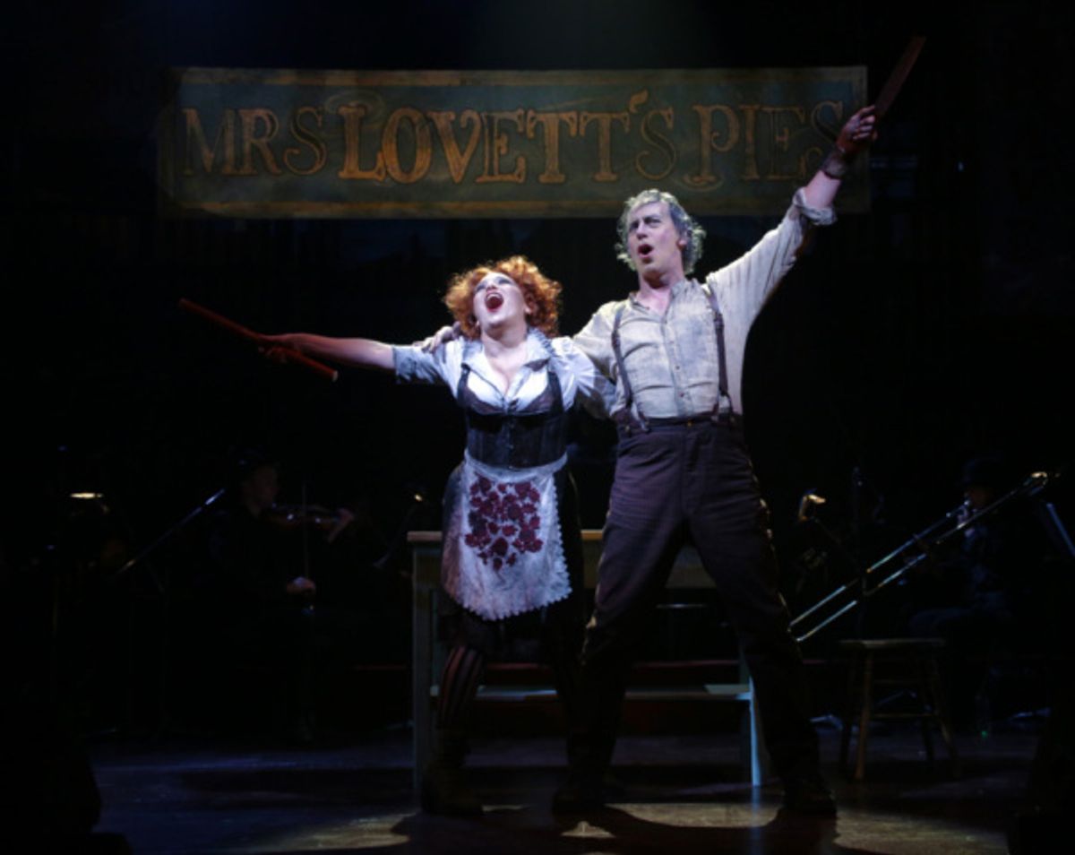 Liz Larsen as Mrs. Lovett and Terrence Mann as Sweeney Todd at 