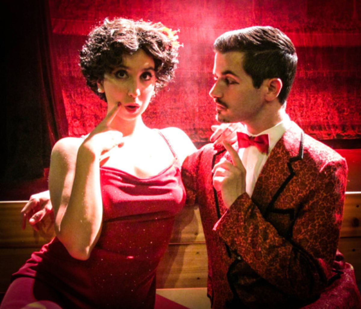 Katherine Winter as Lola and Thomas Dieter as Applegate  in Woodstock Playhouse's production of Damn Yankees.  at 