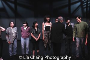 Playwright N. Riantiarno meets actors Aaron L. Morishita, Megan Masako Haley, Debbie  Photo