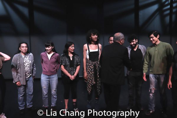 Playwright N. Riantiarno meets actors Aaron L. Morishita, Megan Masako Haley, Debbie  Photo