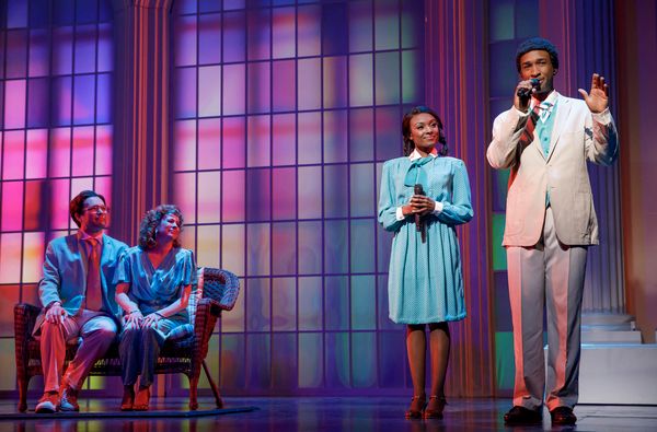Chaz Pofahl as Jim Bakker, Kirsten Wyatt as Tammy Faye Bakker, Loren Lott as CeCe Win Photo