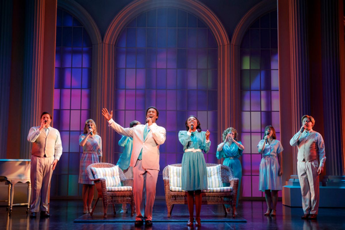 Donald Webber Jr. as BeBe Winans and Loren Lott as CeCe Winans, with members of the Company, in BORN FOR THIS â€“ A NEW MUSICAL at 