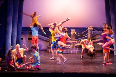 The cast of MAMMA MIA! now playing at Theatre By The Sea thru July 21, 2018. Photos b Photo