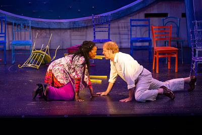 Jeannette Bayardelle (Rosie) and Al Bundonis (Bill) in MAMMA MIA! now playing at Thea Photo