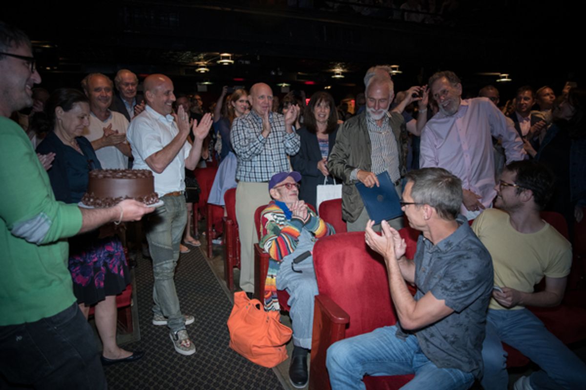 The audience singing Happy Birthday to Larry Kramer at 