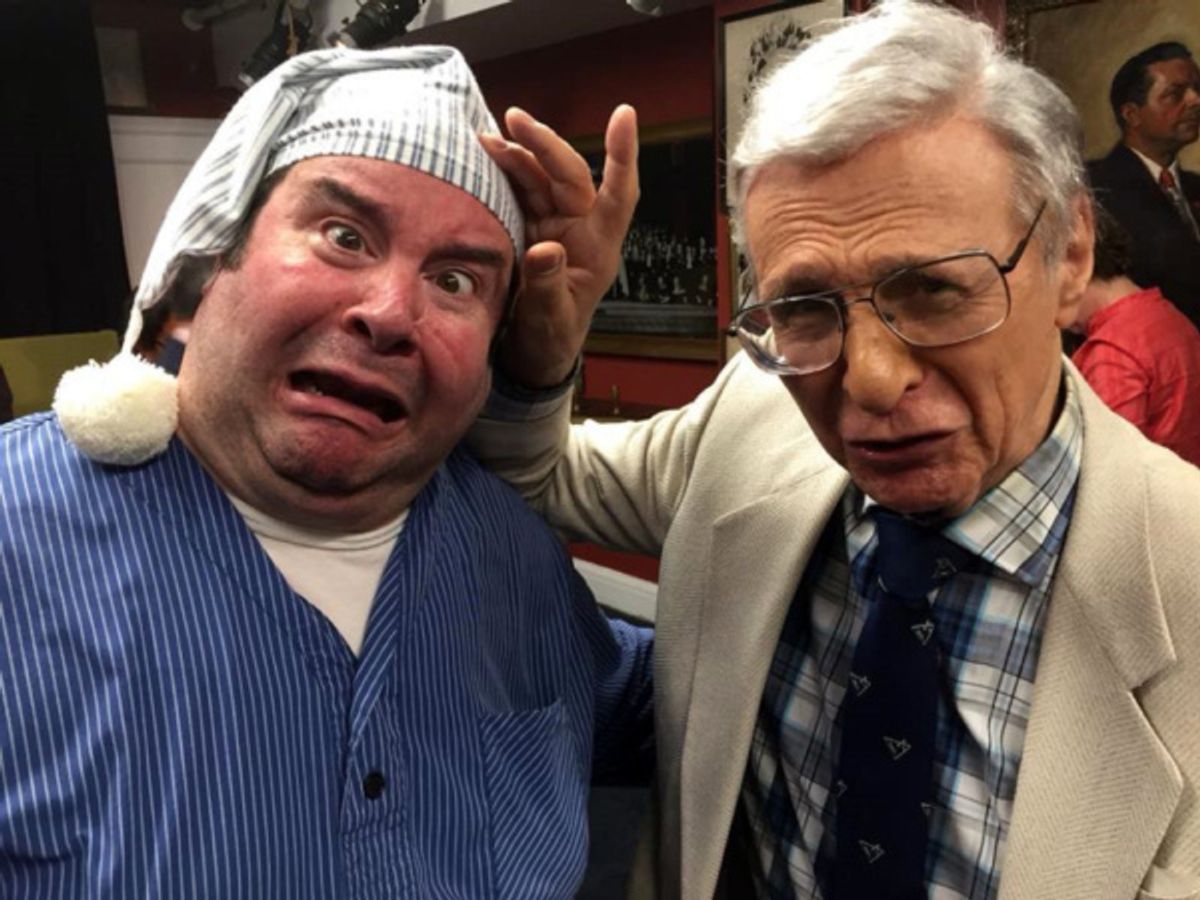 The Amazing Kreskin in the audience for Neverwuzez; photos by Lamb Dave Konig and Shepherd Marc Baron.  at 