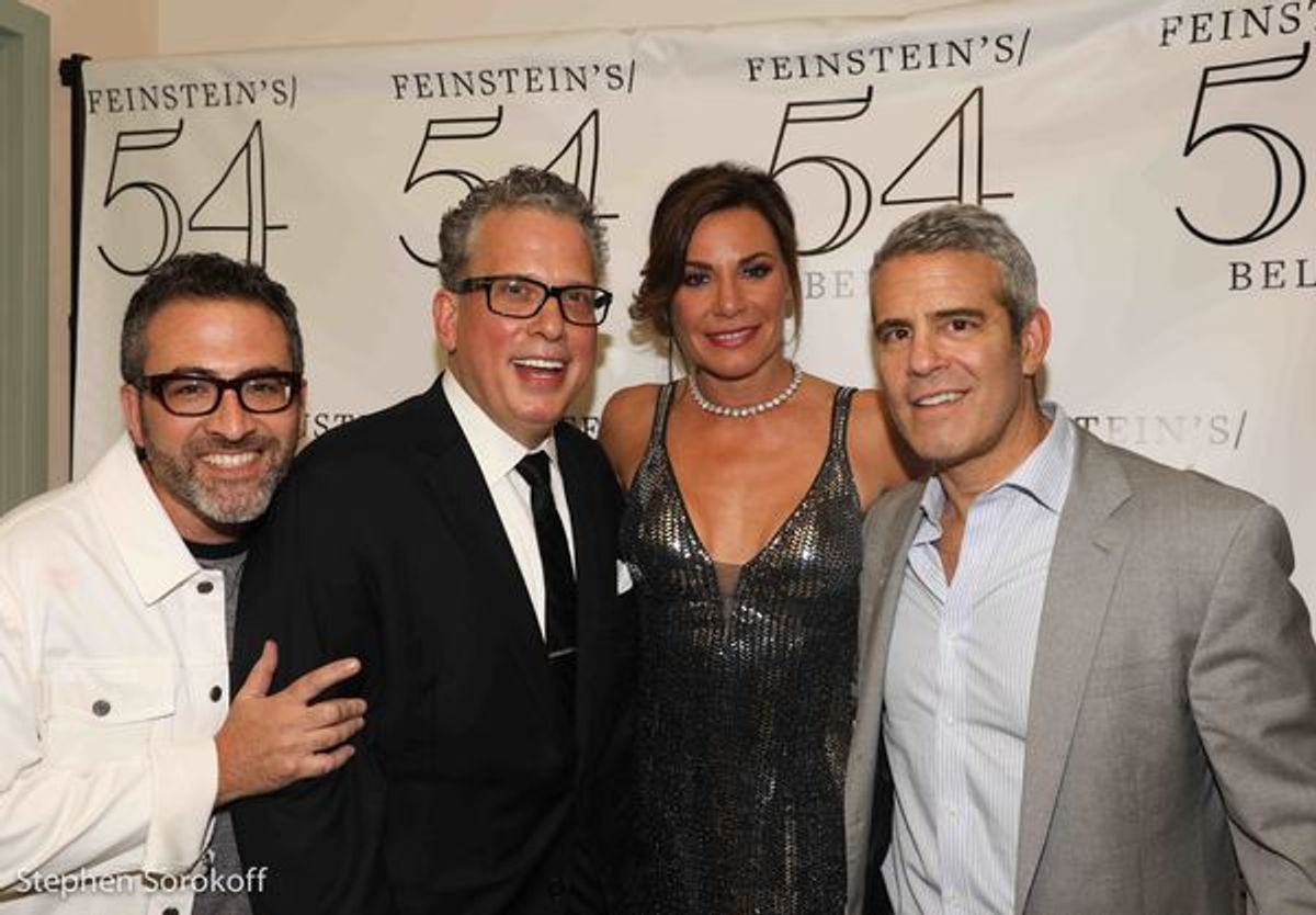 Ben Rimalower, director, Billy Stritch, music director, Luann de Lesseps, Andy Cohen at 