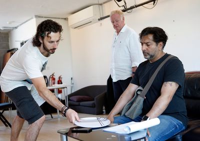 Blake Harrison, Les Dennis, and Nitin Ganatra Photo