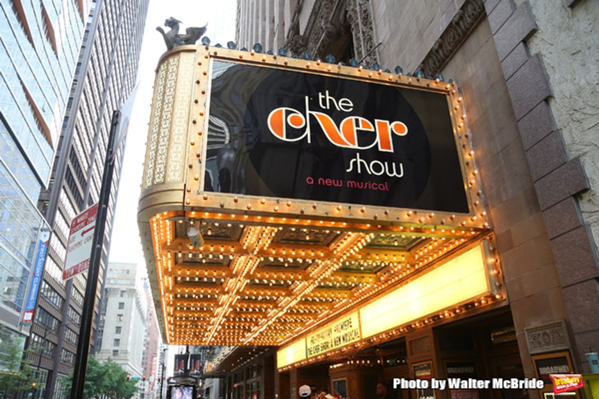 CHICAGO, IL - JUNE 28:  Theatre Marquee for the Opening Night Premiere of 'The Cher Show' at the Oriental Theatre on June 28, 2018 in Chicago.  (Photo by Walter McBride/Getty Images) at 