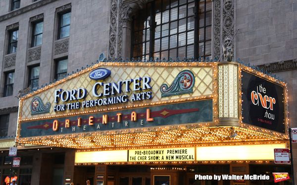CHICAGO, IL - JUNE 28:  Theatre Marquee for the Opening Night Premiere of 'The Cher S Photo