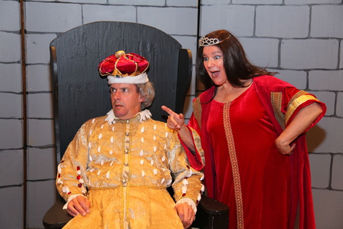 Queen Aggravain (Sara Zentmeyer) chides King Sextimus (John Mallonee) at 
