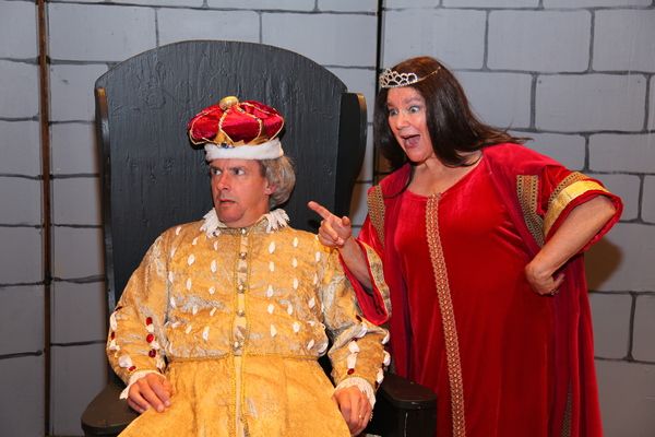 Queen Aggravain (Sara Zentmeyer) chides King Sextimus (John Mallonee) Photo