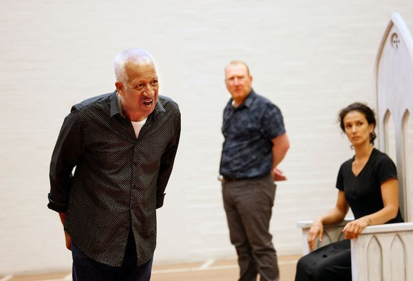 Derek Griffths, Adrian Scarborough and Indira Varma Photo