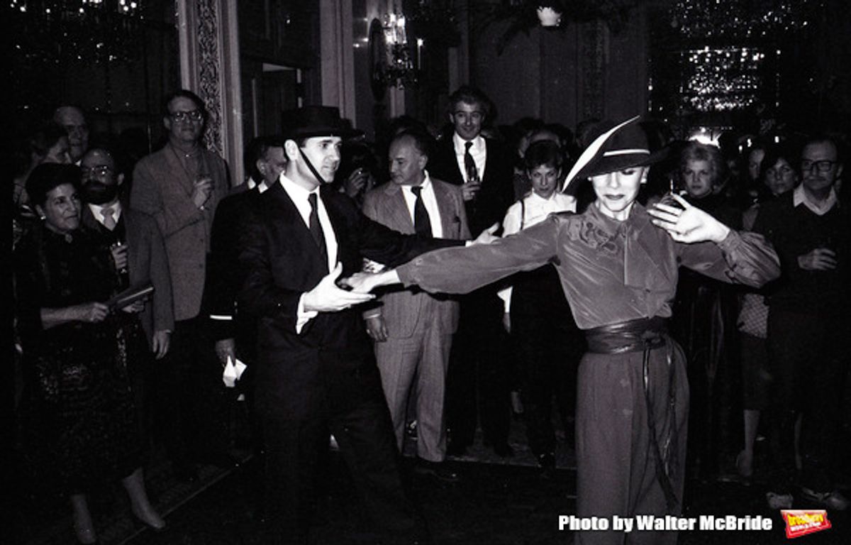 Liliane Montevecci dancing with Lee Roy Reams at a Broadway Benefit on Jan 30, 1983 in New York City. at 