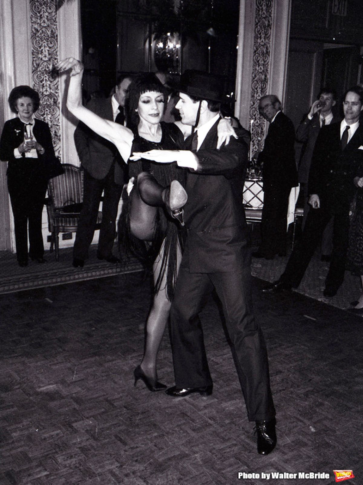 Liliane Montevecci dancing with Lee Roy Reams at a Broadway Benefit on Jan 30, 1983 in New York City. at 