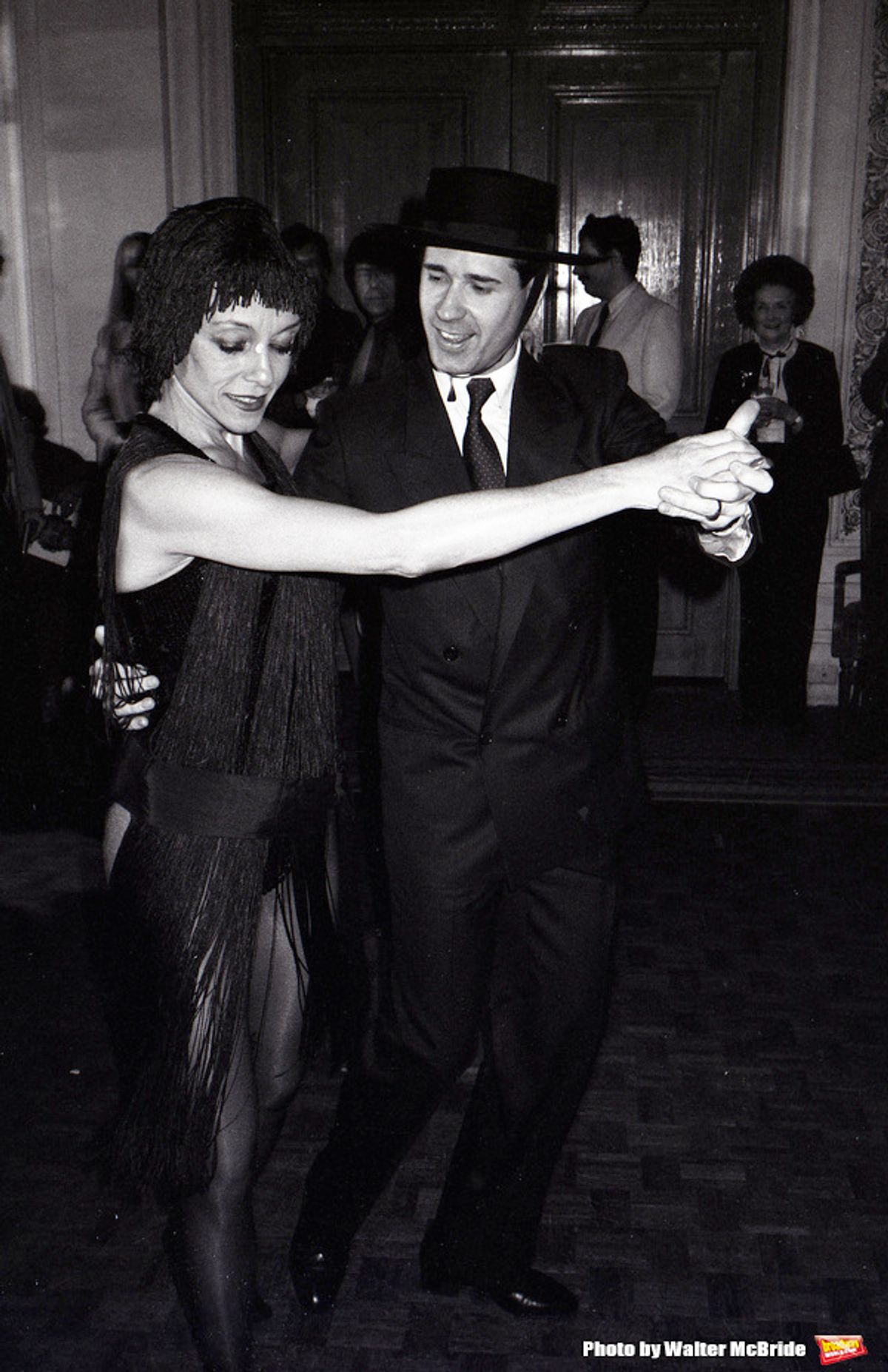 Liliane Montevecci dancing with Lee Roy Reams at a Broadway Benefit on Jan 30, 1983 in New York City. at 