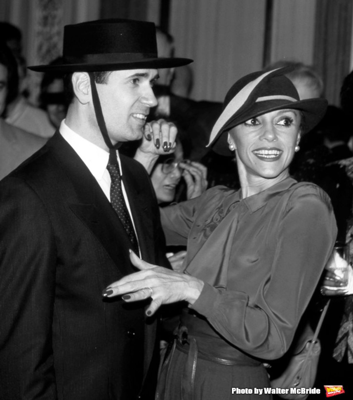 Liliane Montevecci dancing with Lee Roy Reams at a Broadway Benefit on Jan 30, 1983 in New York City. at 