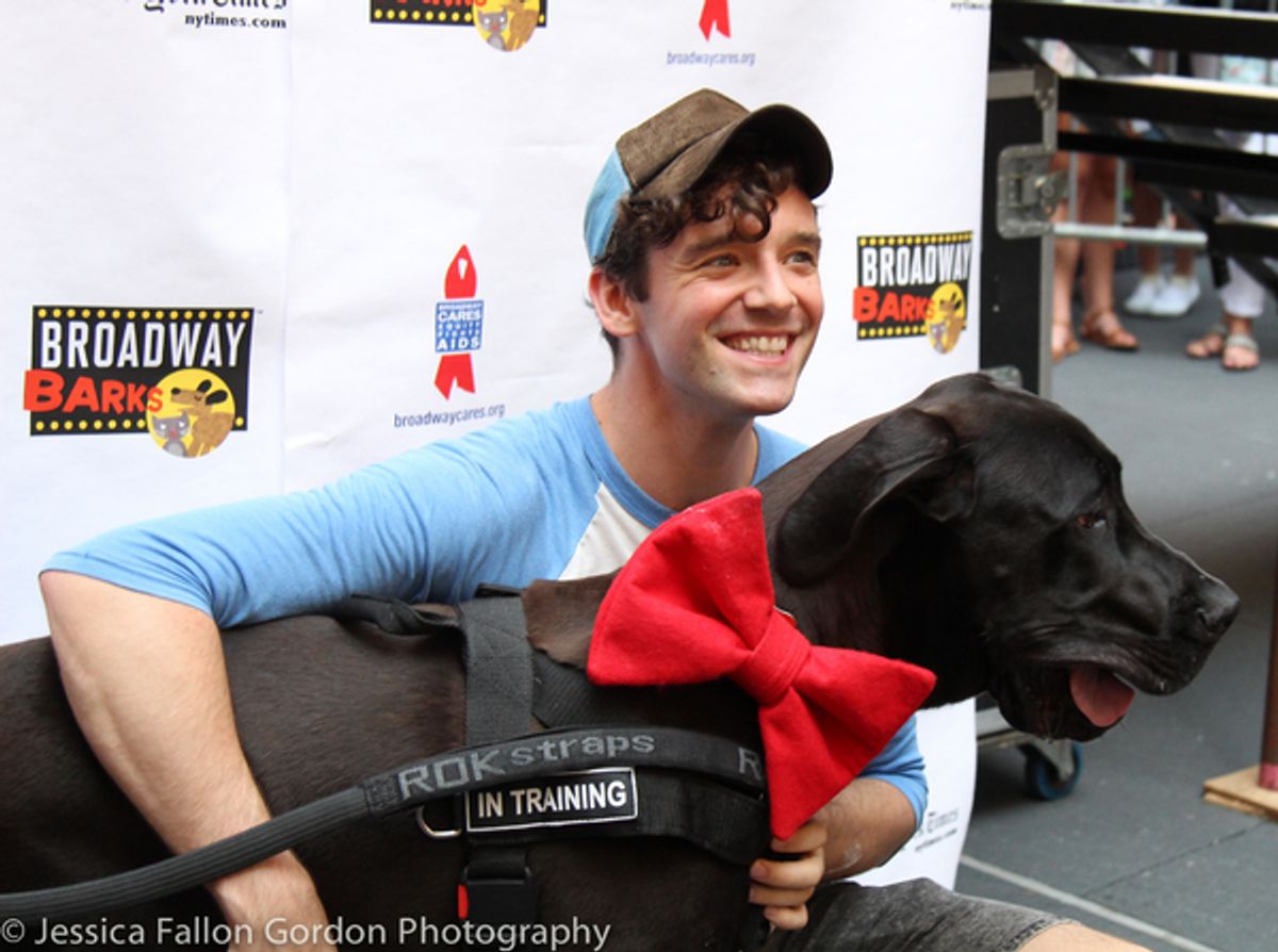 Michael Urie with Michael the Great Dane at 