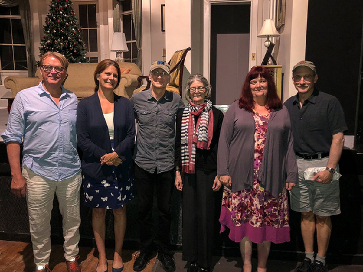 L to R: David Rasche (playing Jimmy Van Heusen), Katherine Swett (Irving Berlin's Granddaughter), David Garrison (playing Irving Berlin), Mary Ellin Barrett (Berlin's Daughter), Mary Ellin Barrett Lerner (Berlin's Granddaughter) and Philip Hoffman (playin at 