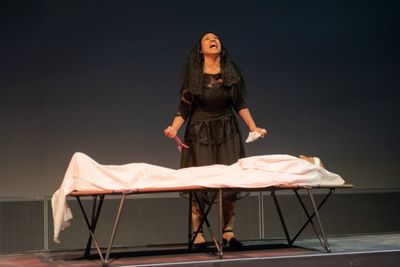 Lady Anne (Brandi Huzzie) mourns the loss of her husband. Photo credit: Lance Huntley Photo