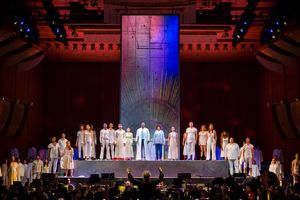 Mostly Mozart Festival Orchestra Music Director Louis Langrée, Nmon Ford, the Celebrant, Tenzin Gund-Morrow, boy soprano, and the cast and orchestra of Lincoln Center’s production of Leonard Bernstein’s MASS @ BroadwayWorld Mostly Mozart Festival Orchestra Music Director Louis Langrée, Nmon Ford, the Cele Photo