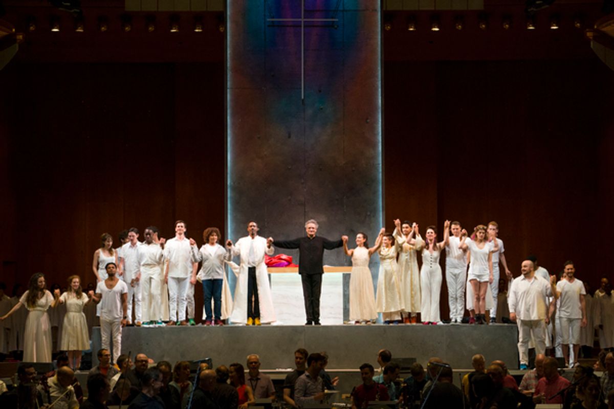 Mostly Mozart Festival Orchestra Music Director Louis LangrÃ©e and the orchestra and cast of Lincoln Centerâ€™s production of Leonard Bernsteinâ€™s MASS. Â© Richard Termine at 