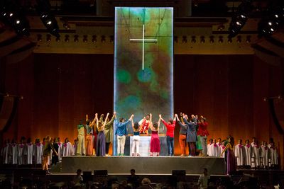 Nmon Ford, the Celebrant, and the cast and orchestra of Lincoln Centerâ€™s produ Photo
